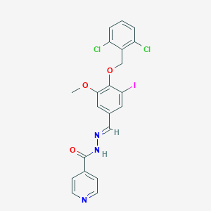 molecular formula C21H16Cl2IN3O3 B304785 N'-{4-[(2,6-dichlorobenzyl)oxy]-3-iodo-5-methoxybenzylidene}isonicotinohydrazide 