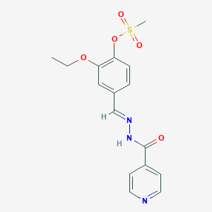 molecular formula C16H17N3O5S B304787 2-Ethoxy-4-(2-isonicotinoylcarbohydrazonoyl)phenyl methanesulfonate 