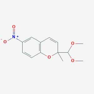 molecular formula C13H15NO5 B3047876 2-(Dimethoxymethyl)-2-methyl-6-nitro-2H-chromene CAS No. 146821-84-3