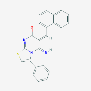 molecular formula C23H15N3OS B304789 (6Z)-5-imino-6-(naphthalen-1-ylmethylidene)-3-phenyl-5,6-dihydro-7H-[1,3]thiazolo[3,2-a]pyrimidin-7-one 