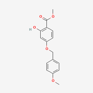 molecular formula C16H16O5 B3047919 Benzoic acid, 2-hydroxy-4-[(4-methoxyphenyl)methoxy]-, methyl ester CAS No. 148965-89-3