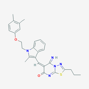 6-({1-[2-(3,4-dimethylphenoxy)ethyl]-2-methyl-1H-indol-3-yl}methylene)-5-imino-2-propyl-5,6-dihydro-7H-[1,3,4]thiadiazolo[3,2-a]pyrimidin-7-one