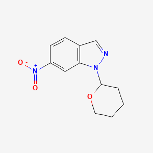 molecular formula C12H13N3O3 B3047951 6-Nitro-1-(tetrahydro-2H-pyran-2-yl)-1H-indazole CAS No. 150187-67-0