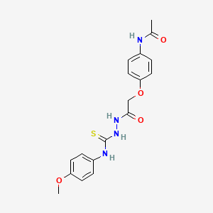 molecular formula C18H20N4O4S B3047980 Acetic acid, (4-(acetylamino)phenoxy)-, 2-(((4-methoxyphenyl)amino)thioxomethyl)hydrazide CAS No. 151392-10-8