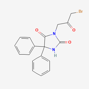 molecular formula C18H15BrN2O3 B3048013 3-(3-Bromo-2-oxopropyl)-5,5-diphenylimidazolidine-2,4-dione CAS No. 1523570-97-9