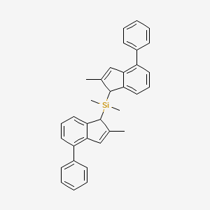 molecular formula C34H32Si B3048042 Silane, dimethylbis(2-methyl-4-phenyl-1H-inden-1-yl)- CAS No. 153733-76-7