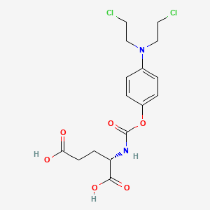 molecular formula C16H20Cl2N2O6 B3048096 L-Glutamic acid, N-[[4-[bis(2-chloroethyl)amino]phenoxy]carbonyl]- CAS No. 156078-79-4