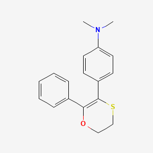 molecular formula C18H19NOS B3048107 N,N-Dimethyl-4-(2-phenyl-5,6-dihydro-1,4-oxathiin-3-yl)aniline CAS No. 156574-52-6