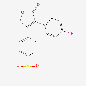 molecular formula C17H13FO4S B3048131 2(5H)-Furanone, 3-(4-fluorophenyl)-4-[4-(methylsulfonyl)phenyl]- CAS No. 157672-00-9