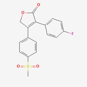 molecular formula C17H13FO4S B3048131 2(5H)-呋喃酮，3-(4-氟苯基)-4-[4-(甲磺酰基)苯基]- CAS No. 157672-00-9