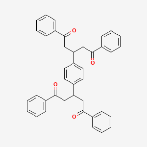 molecular formula C40H34O4 B3048133 3-[4-(1,5-Dioxo-1,5-diphenylpentan-3-yl)phenyl]-1,5-diphenylpentane-1,5-dione CAS No. 15775-87-8