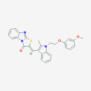 molecular formula C28H23N3O3S B304814 2-({1-[2-(3-methoxyphenoxy)ethyl]-2-methyl-1H-indol-3-yl}methylene)[1,3]thiazolo[3,2-a]benzimidazol-3(2H)-one 