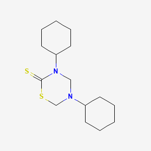 molecular formula C15H26N2S2 B3048144 3,5-Dicyclohexyl-1,3,5-thiadiazinane-2-thione CAS No. 15798-65-9