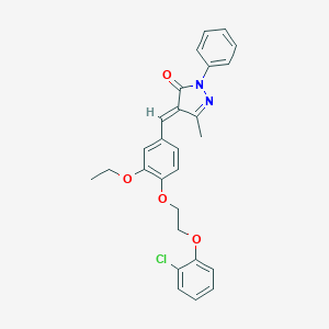 molecular formula C27H25ClN2O4 B304816 4-{4-[2-(2-chlorophenoxy)ethoxy]-3-ethoxybenzylidene}-5-methyl-2-phenyl-2,4-dihydro-3H-pyrazol-3-one 