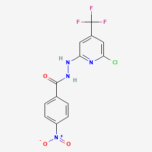 molecular formula C13H8ClF3N4O3 B3048179 N'-[6-chloro-4-(trifluoromethyl)pyridin-2-yl]-4-nitrobenzohydrazide CAS No. 1597781-26-4