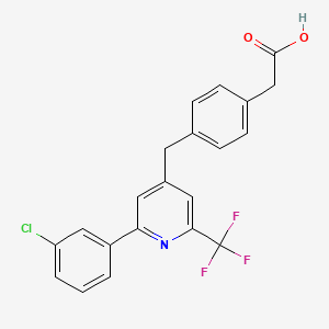 molecular formula C21H15ClF3NO2 B3048201 2-(4-((2-(3-Chlorophenyl)-6-(trifluoromethyl)pyridin-4-yl)methyl)phenyl)acetic acid CAS No. 1606974-33-7