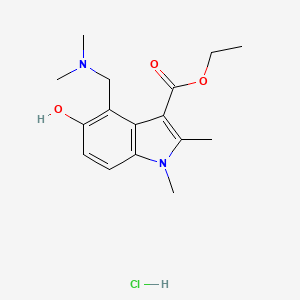 molecular formula C16H23ClN2O3 B3048240 1,2-Dimethyl-3-ethoxycarbonyl-4-dimethylaminomethyl-5-hydroxyindole hydrochloride CAS No. 16200-02-5