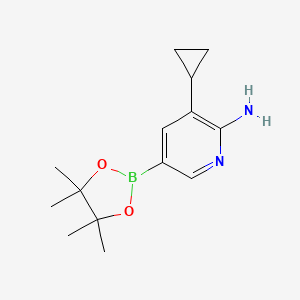 molecular formula C14H21BN2O2 B3048241 3-Cyclopropyl-5-(4,4,5,5-tetramethyl-1,3,2-dioxaborolan-2-yl)pyridin-2-amine CAS No. 1620575-00-9