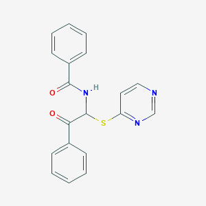 molecular formula C19H15N3O2S B3048246 N-(2-oxo-2-phenyl-1-(pyrimidin-4-ylthio)ethyl)benzamide CAS No. 162331-15-9
