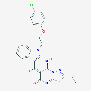 molecular formula C24H20ClN5O2S B304827 6-({1-[2-(4-chlorophenoxy)ethyl]-1H-indol-3-yl}methylene)-2-ethyl-5-imino-5,6-dihydro-7H-[1,3,4]thiadiazolo[3,2-a]pyrimidin-7-one 