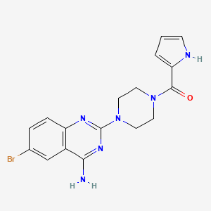 molecular formula C17H17BrN6O B3048278 (4-(4-Amino-6-bromoquinazolin-2-yl)piperazin-1-yl)(1H-pyrrol-2-yl)methanone CAS No. 1632285-96-1