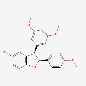 molecular formula C23H21BrO4 B3048279 cis-5-Bromo-3-(3,5-dimethoxyphenyl)-2-(4-methoxyphenyl)-2,3-dihydrobenzofuran CAS No. 1632406-55-3