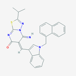 molecular formula C28H23N5OS B304828 (6E)-5-imino-6-{[1-(naphthalen-1-ylmethyl)-1H-indol-3-yl]methylidene}-2-(propan-2-yl)-5,6-dihydro-7H-[1,3,4]thiadiazolo[3,2-a]pyrimidin-7-one 