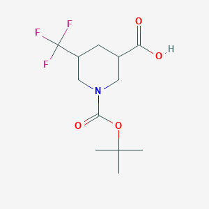 molecular formula C12H18F3NO4 B3048309 1-(tert-Butoxycarbonyl)-5-(trifluoromethyl)piperidine-3-carboxylic acid CAS No. 1638761-15-5