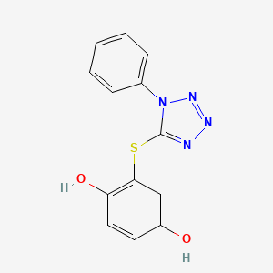 molecular formula C13H10N4O2S B3048367 1,4-Benzenediol, 2-[(1-phenyl-1H-tetrazol-5-yl)thio]- CAS No. 1660-27-1