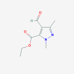molecular formula C9H12N2O3 B3048372 Ethyl 4-formyl-1,3-dimethyl-1H-pyrazole-5-carboxylate CAS No. 166313-50-4