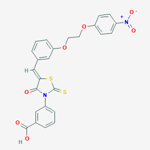 molecular formula C25H18N2O7S2 B304839 3-{5-[3-(2-{4-Nitrophenoxy}ethoxy)benzylidene]-4-oxo-2-thioxo-1,3-thiazolidin-3-yl}benzoic acid 