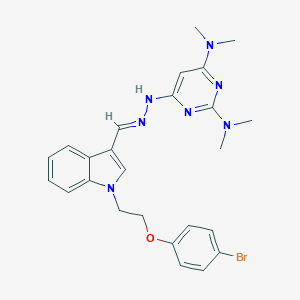 6-[(2E)-2-({1-[2-(4-bromophenoxy)ethyl]-1H-indol-3-yl}methylidene)hydrazinyl]-N,N,N',N'-tetramethylpyrimidine-2,4-diamine