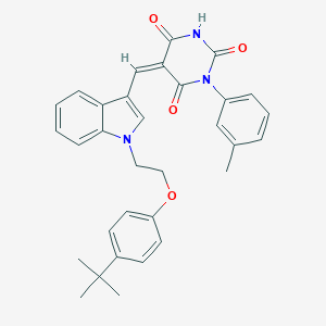 molecular formula C32H31N3O4 B304841 (5Z)-5-({1-[2-(4-tert-butylphenoxy)ethyl]-1H-indol-3-yl}methylidene)-1-(3-methylphenyl)pyrimidine-2,4,6(1H,3H,5H)-trione 