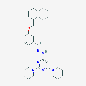 molecular formula C32H36N6O B304848 4-{(2E)-2-[3-(naphthalen-1-ylmethoxy)benzylidene]hydrazinyl}-2,6-di(piperidin-1-yl)pyrimidine 