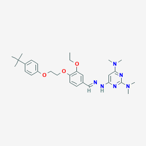 molecular formula C29H40N6O3 B304850 4-[2-(4-Tert-butylphenoxy)ethoxy]-3-ethoxybenzaldehyde [2,6-bis(dimethylamino)-4-pyrimidinyl]hydrazone 