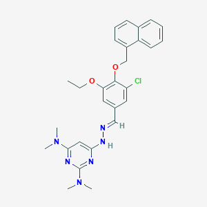 molecular formula C28H31ClN6O2 B304856 3-Chloro-5-ethoxy-4-(1-naphthylmethoxy)benzaldehyde [2,6-bis(dimethylamino)-4-pyrimidinyl]hydrazone 