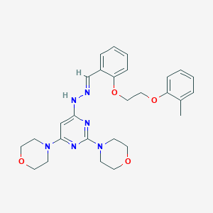 molecular formula C28H34N6O4 B304858 2-[2-(2-Methylphenoxy)ethoxy]benzaldehyde (2,6-dimorpholin-4-ylpyrimidin-4-yl)hydrazone 