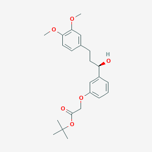 molecular formula C23H30O6 B3048653 (R)-tert-Butyl 2-(3-(3-(3,4-dimethoxyphenyl)-1-hydroxypropyl)phenoxy)acetate CAS No. 178445-89-1
