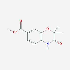 molecular formula C12H13NO4 B3048692 2,2-dimethyl-7-methoxycarbonyl-3-oxo-3,4-dihydro-2H-1,4-benzoxazine CAS No. 179950-70-0