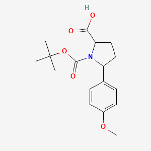molecular formula C17H23NO5 B3048706 1-[(Tert-butoxy)carbonyl]-5-(4-methoxyphenyl)pyrrolidine-2-carboxylic acid CAS No. 1803566-99-5