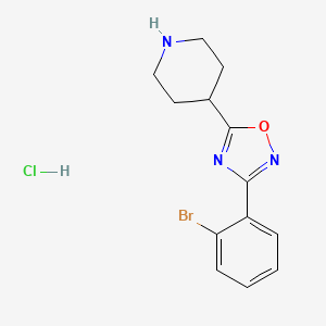 molecular formula C13H15BrClN3O B3048729 4-[3-(2-Bromophenyl)-1,2,4-oxadiazol-5-yl]piperidine hydrochloride CAS No. 1803602-20-1