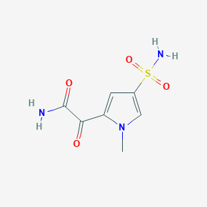 molecular formula C7H9N3O4S B3048730 2-(1-methyl-4-sulfamoyl-1H-pyrrol-2-yl)-2-oxoacetamide CAS No. 1803604-20-7