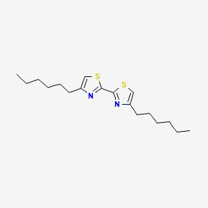 molecular formula C18H28N2S2 B3048750 4,4'-Dihexyl-2,2'-bithiazole CAS No. 180729-92-4