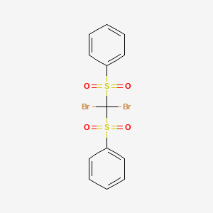 molecular formula C13H10Br2O4S2 B3048757 Benzene, 1,1'-[(dibromomethylene)bis(sulfonyl)]bis- CAS No. 18086-96-9