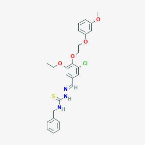 molecular formula C26H28ClN3O4S B304877 (2E)-N-benzyl-2-{3-chloro-5-ethoxy-4-[2-(3-methoxyphenoxy)ethoxy]benzylidene}hydrazinecarbothioamide 
