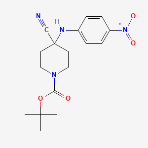molecular formula C17H22N4O4 B3048781 tert-Butyl 4-cyano-4-((4-nitrophenyl)amino)piperidine-1-carboxylate CAS No. 1815591-68-4