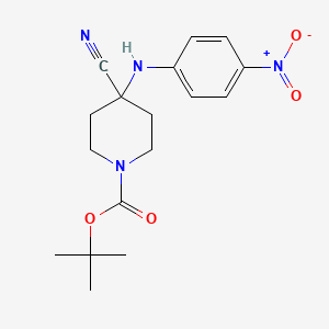 molecular formula C17H22N4O4 B3048781 叔丁基 4-氰基-4-((4-硝基苯基)氨基)哌啶-1-羧酸酯 CAS No. 1815591-68-4