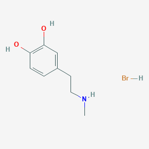 molecular formula C9H14BrNO2 B3048788 1,2-Benzenediol, 4-[2-(methylamino)ethyl]-, hydrobromide (1:1) CAS No. 18191-22-5