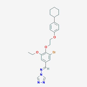 molecular formula C25H29BrN4O3 B304879 N-[(E)-{3-bromo-4-[2-(4-cyclohexylphenoxy)ethoxy]-5-ethoxyphenyl}methylidene]-4H-1,2,4-triazol-4-amine 