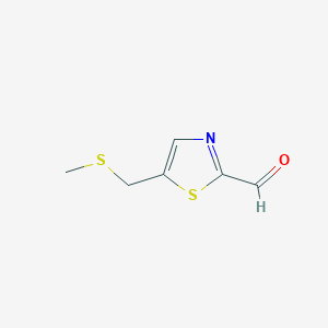 molecular formula C6H7NOS2 B3048795 5-[(Methylsulfanyl)methyl]-1,3-thiazole-2-carbaldehyde CAS No. 1820618-23-2